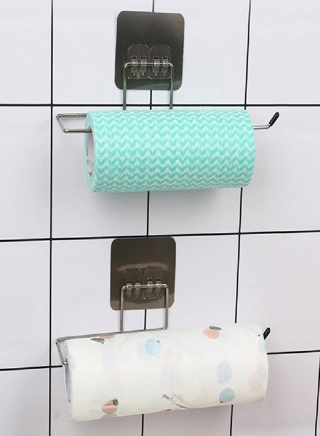 Mahi Enterprise® Stainless Steel Self Paper Roll Holder Tissue Paper Stand Towel Bar Hanger for Kitchen Bathroom Toilet with Magic Adhesive Pad and Kitchen Paper Roll Holder (Pack of 1) - Image 4